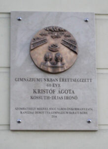 Kristóf Ágota-emléktábla